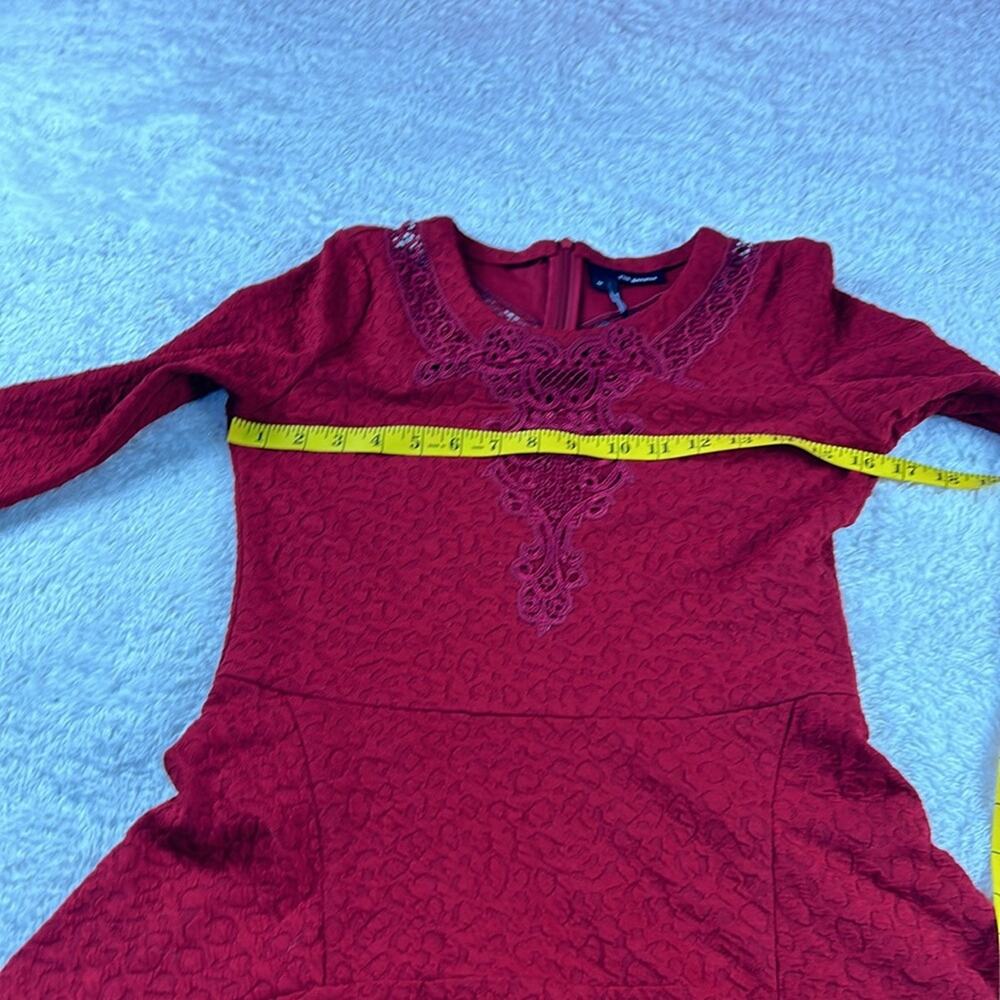 The Kooples long sleeved maroon fit and flare dress, med - Picture 5 of 9